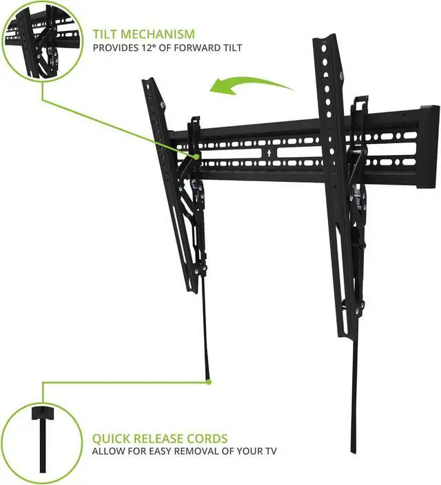 Alt view image 3 of 7 - Kanto KT3260 Tilting TV Wall Mount | Fits 32 to 60 Monitors | Fits VESA Sizes 100 x 100 to 600 x 400 | Tilt Mechanism | Quick Release Tabs | Solid Steel Construction | Dual Stud Wall Plate | Black