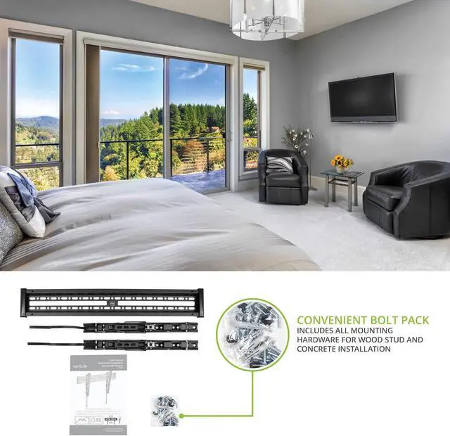 Alt view image 5 of 7 - Kanto KT3260 Tilting TV Wall Mount | Fits 32 to 60 Monitors | Fits VESA Sizes 100 x 100 to 600 x 400 | Tilt Mechanism | Quick Release Tabs | Solid Steel Construction | Dual Stud Wall Plate | Black