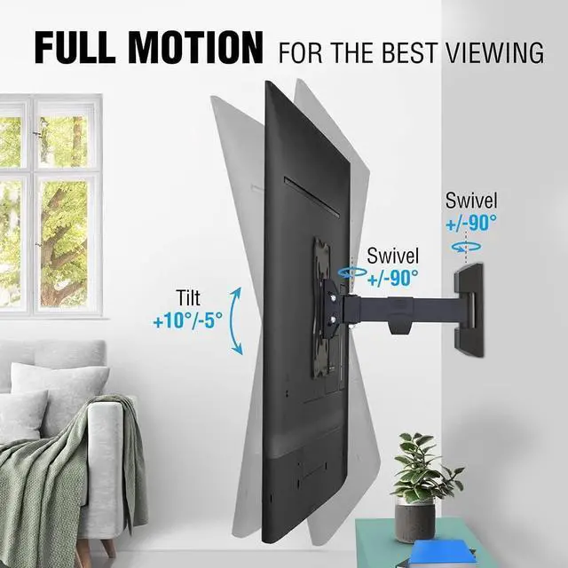 Alt view image 7 of 7 - ELG Full Motion TV Wall Mount for TVs 15'' to 58'', Holds up to 66.1lbs, Articulating Arms Swivels Tilt Extension, Max VESA 200x200mm, FULL20, Steel, Black
