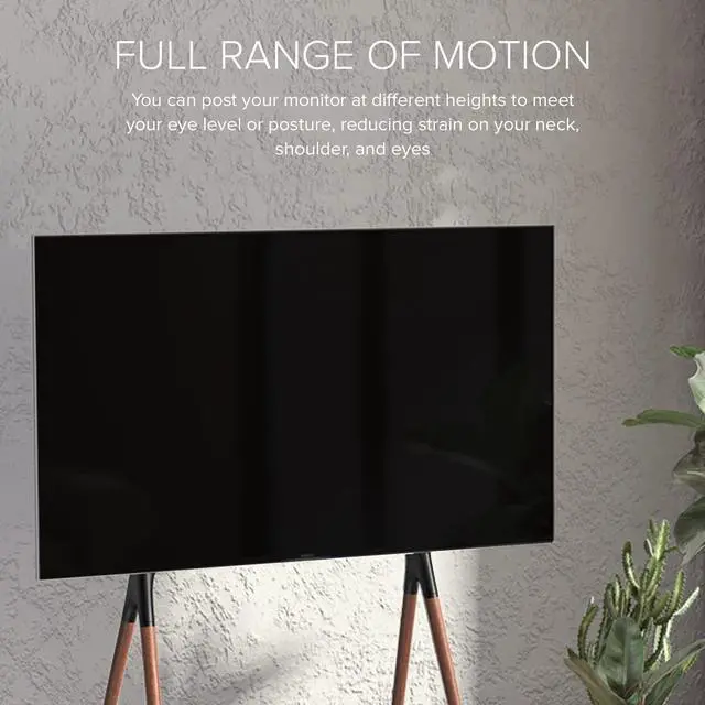 Alt view image 7 of 7 - POUT E16 TV Studio Display Mount - Solid Wood Easel Quad-Leg w/Height Adjustable White Bracket & Cable Ties - Max Load 88lbs 49 to 70 Inch LED LCD VESA Screens - Universal TV Stand Mount (White)