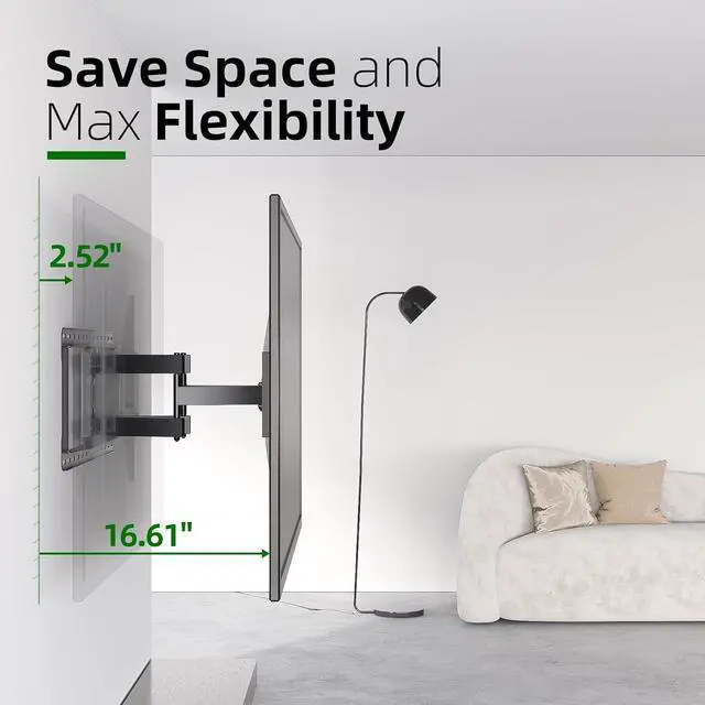 Alt view image 6 of 7 - USX MOUNT 37-90 inch Full Motion TV Wall Mount, Fits 24" Wood Studs, Wall Mount TV Bracket with Smooth Swivel, Tilt, Extension, Holds up to 150lbs, Max VESA 600x400mm