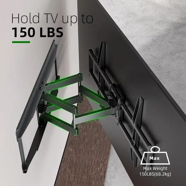 Alt view image 3 of 7 - USX MOUNT 37-90 inch Full Motion TV Wall Mount, Fits 24" Wood Studs, Wall Mount TV Bracket with Smooth Swivel, Tilt, Extension, Holds up to 150lbs, Max VESA 600x400mm