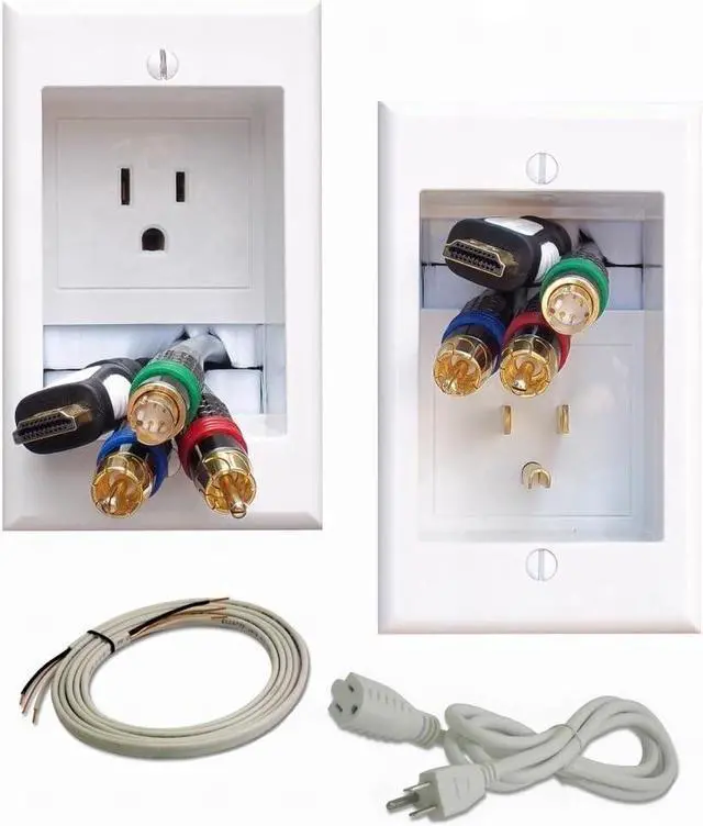 Main image of ONE-PRO-6 Single Outlet TV Cord Hider for Wall Mounted TVs-Recessed In-Wall Cable hider System for Power & Low Voltage - Matches Existing Outlets -Hide Wires With this Easy DIY Install Kit