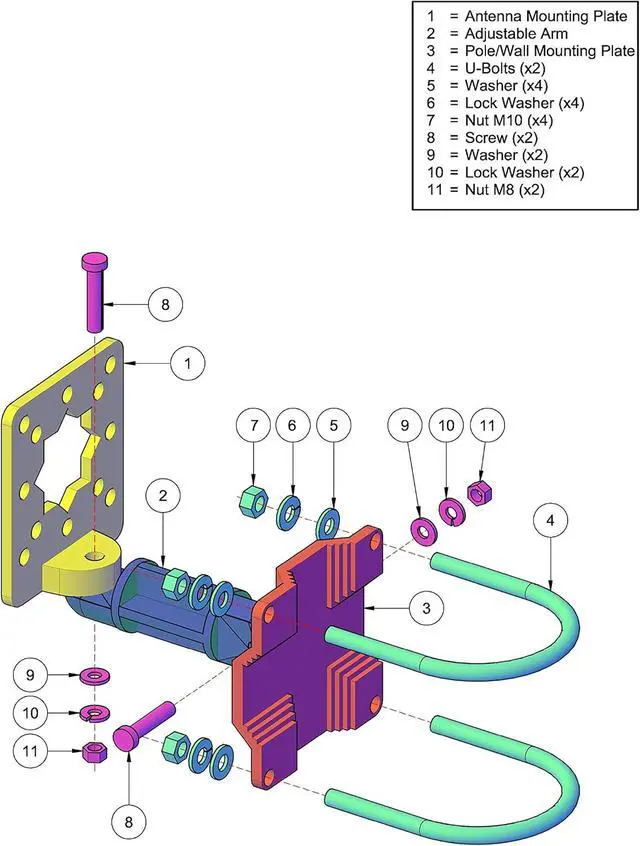 Alt view image 7 of 7 - Proxicast Universal Wall / Pole Mount Adjustable Articulated Bracket for Outdoor Antennas, Cameras, Lights, Speakers, etc - Not for Mounting TVs or Monitors (ANT-810-AWB)
