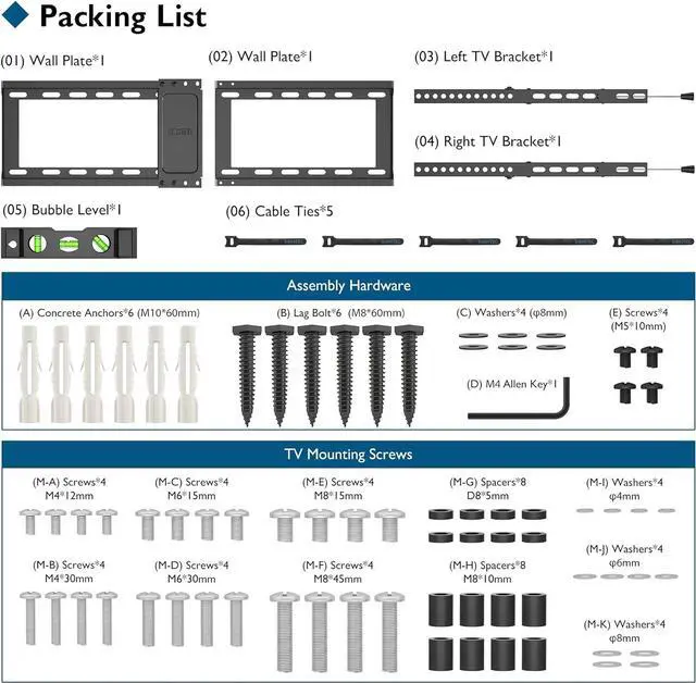 Alt view image 7 of 7 - BONTEC Tilt TV Wall Mount for Most 37-85 Inch LED LCD OLED Flat Curved Screen TVs Fits 16" 18" 24" Wood Stud, Low Profile TV Wall Bracket with Max. VESA 600x400mm, Hold Up to 132LBS