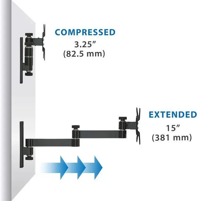 Alt view image 5 of 7 - Mount-It! Full Motion Computer Monitor Wall Mount, Articulating Arm Fits Single Monitor Screens 19 20 21.5 22 24 27 30 Inches, VESA 75 and 100 Compatible, 33 lb Capacity Black