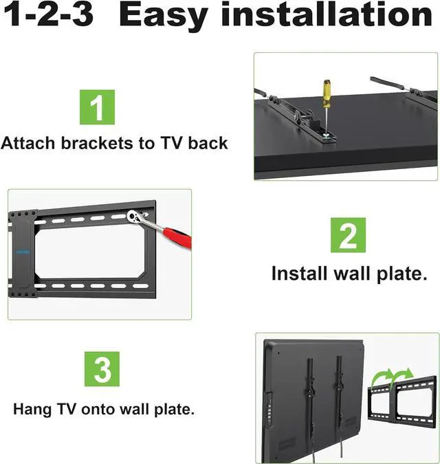 Alt view image 7 of 7 - Tilt TV Wall Mount Fits 16-24" Studs, Holds 37-82" TVs up to 132 lbs, Max VESA 600x400mm - By USX STAR