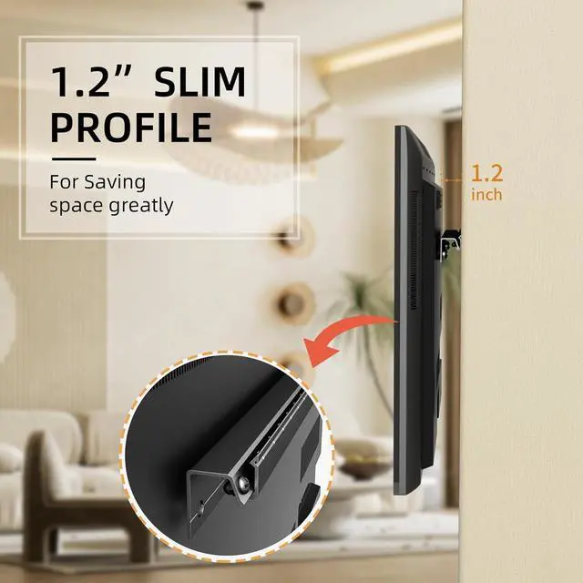 Alt view image 4 of 6 - Studless TV Wall Mount for 12-55 Inch TVs, No Stud No Drill TVs Mount, VESA 100x100mm to 400x400mm, Up to 100 Lbs, Slim & Secure Low-Profile TV Bracket with New Bubble Level