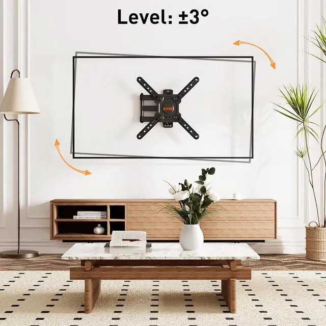 Alt view image 5 of 7 - ELIVED TV Wall Mount for Most 22-50 Inch TVs, Articulating Arms Swivel and Tilt Full Motion TV Mount, Wall Mount TV Brackets Max VESA 300x300, Single Stud Perfect Center Design, Holds Up to 55 lbs.