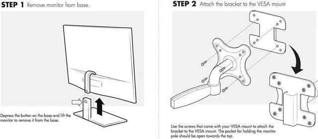 Alt view image 4 of 4 - HumanCentric VESA Mount Adapter Bracket Compatible with AOC i2367Fh/Fm/F, i2757Fh/Fm, i2067f, and i2267Fw/Fwh