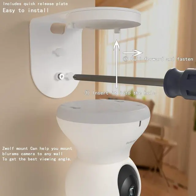 Alt view image 2 of 6 - Zwolf (Pack of 2) Metal Wall Mount for Blurams Security Camera, Upside Down or Upright on Any Wall Allows The Best Range of Camera Motion Without Having to Mount to Ceiling