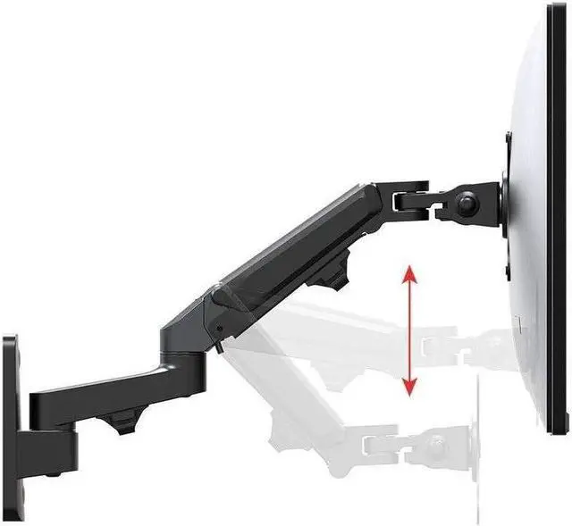 Alt view image 3 of 6 - Monoprice Full Motion Wall Mount - for Monitors Up to 27 Inch, Adjustable Gas Spring, 2-Segment, Supports Max Weight 15.4 Pounds, Black - Workstream Collection