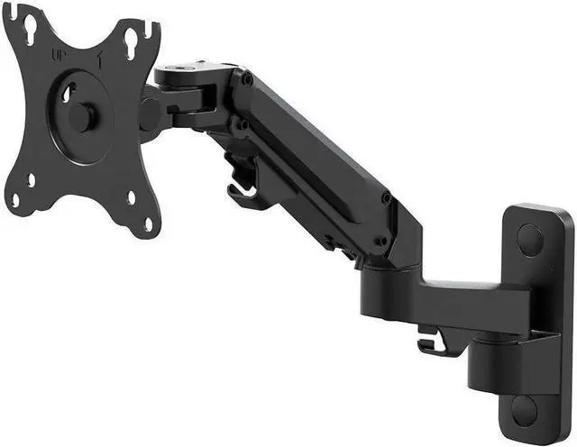 Main image of Monoprice Full Motion Wall Mount - for Monitors Up to 27 Inch, Adjustable Gas Spring, 2-Segment, Supports Max Weight 15.4 Pounds, Black - Workstream Collection
