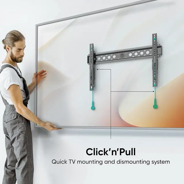 Alt view image 4 of 7 - ONKRON Tilting TV Wall Mount for 43-85 Inch Screen up to 150 lbs, Universal Television Mount 75x75-600x400 VESA Flush, Ultra Slim TV Mount Low Profile/Tilt Wall Mount Bracket Black