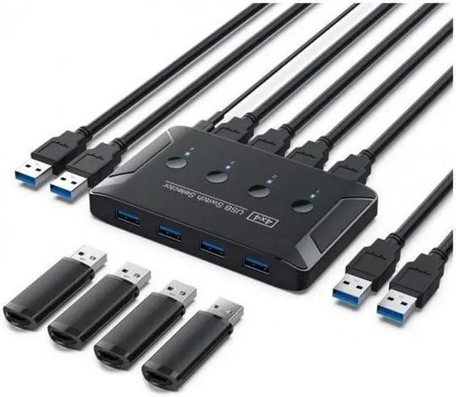Alt view image 4 of 7 - KVM USB 3.0 Switch Selector 4 Port PCs Sharing 4 Devices for Keyboard Mouse Scanner Printer