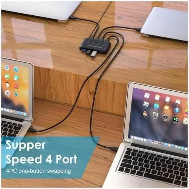 Alt view image 7 of 7 - KVM USB 3.0 Switch Selector 4 Port PCs Sharing 4 Devices for Keyboard Mouse Scanner Printer