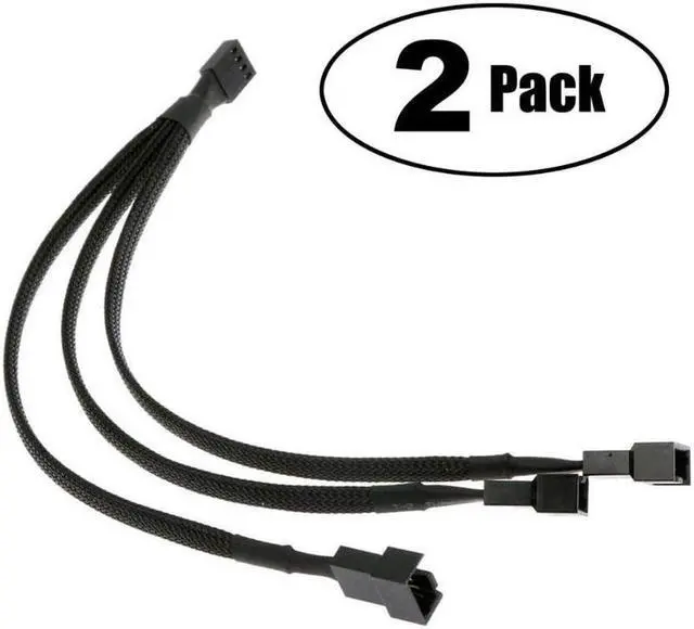 Main image of PWM Fan Splitter Adapter Cable Sleeved Braided Y Splitter Computer PC 4 Pin Fan Extension Power Cable 1 to 3 Converter for Computer ATX Case 4-Pin/3-Pin Cooling Fan Cable(27cm/10.5 inches -2 Pack)