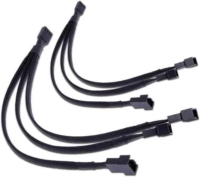 Alt view image 2 of 7 - PWM Fan Splitter Adapter Cable Sleeved Braided Y Splitter Computer PC 4 Pin Fan Extension Power Cable 1 to 3 Converter for Computer ATX Case 4-Pin/3-Pin Cooling Fan Cable(27cm/10.5 inches -2 Pack)