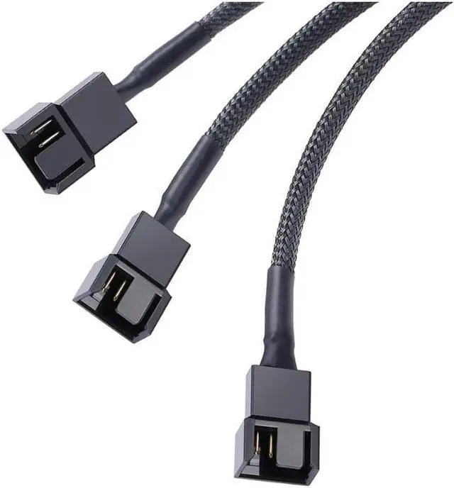 Alt view image 7 of 7 - PWM Fan Splitter Adapter Cable Sleeved Braided Y Splitter Computer PC 4 Pin Fan Extension Power Cable 1 to 3 Converter for Computer ATX Case 4-Pin/3-Pin Cooling Fan Cable(27cm/10.5 inches -2 Pack)