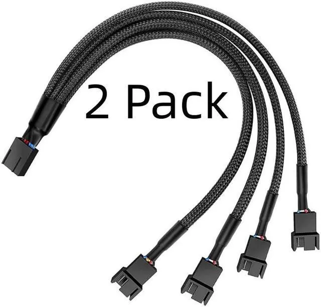 Alt view image 2 of 7 - PWM Fan Splitter Cable Hub 1 to 4 Power Adpater,Motherboard PMW 4-pin Fan Sleeved Braided Y Splitter Internal Power Extension Cable for Computer CPU/Case Fan 1x4 Converter -( 27cm/10.5 inches-2 Pack)