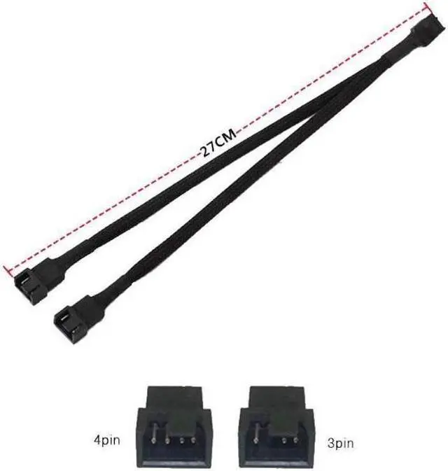 Alt view image 6 of 7 - PWM Fan Splitter Adapter Cable Sleeved Braided Y Splitter Computer PC 4 Pin Fan Extension Power Cable 1 to 2 Converter for Computer ATX Case 4-Pin/3-Pin Cooling Fan Cable(27cm/10.5 inches -2 Pack)