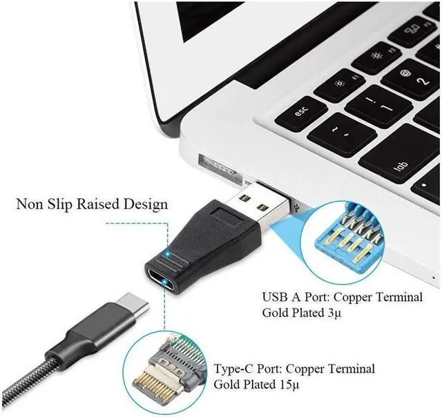 Alt view image 5 of 7 - USB C to USB 3.0 Adapter, 2-Pack USB 3.1 Type C Female to USB 3.0 A Male Adapter Converter Support Data Sync and Charging
