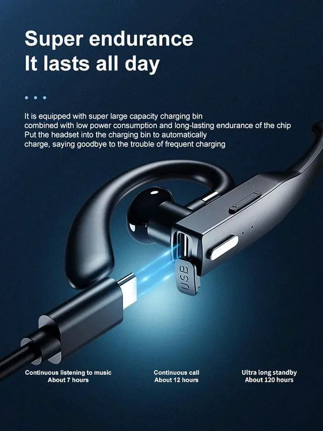 Alt view image 6 of 7 - 1PCS Bluetooth Headset, Wireless Bluetooth Earpiece with 500mAh Charging Case 72 Hours Talking Time Built-in Microphone for IOS Android Cell Phone