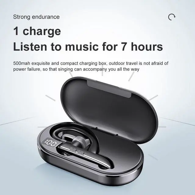 Alt view image 4 of 7 - 1PCS Bluetooth Headset, Wireless Bluetooth Earpiece with 500mAh Charging Case Built-in Microphone for IOS Android Cell Phone, V5.1 Hand-Free Headphones for Driver, Office