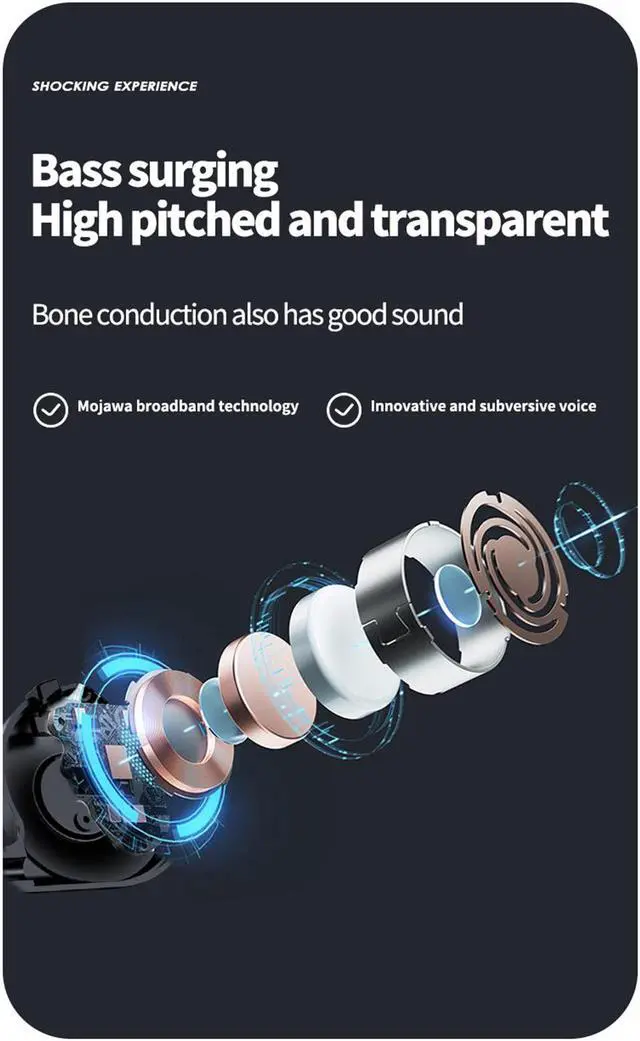 Alt view image 4 of 7 - 1Pcs Bone Conduction Headphones,Open-Ear Bluetooth Sport Headphones, Waterproof Wireless Headphones with Built-in Mic for Workout, Running, Hiking, Cycling-Black