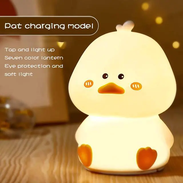 Alt view image 3 of 7 - 1PCS Duck Night Light, Cute Duck Animal Silicone Nursery Nightlight,Rechargeable Table Lamp Bedside Lamp for Kids Toddler Baby Girls