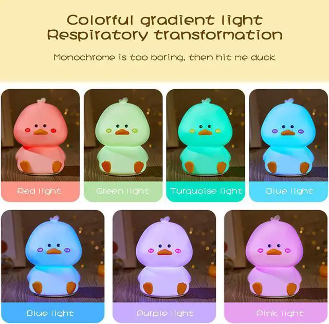 Alt view image 2 of 7 - 1PCS Duck Night Light, Cute Duck Animal Silicone Nursery Nightlight,Rechargeable Table Lamp Bedside Lamp for Kids Toddler Baby Girls