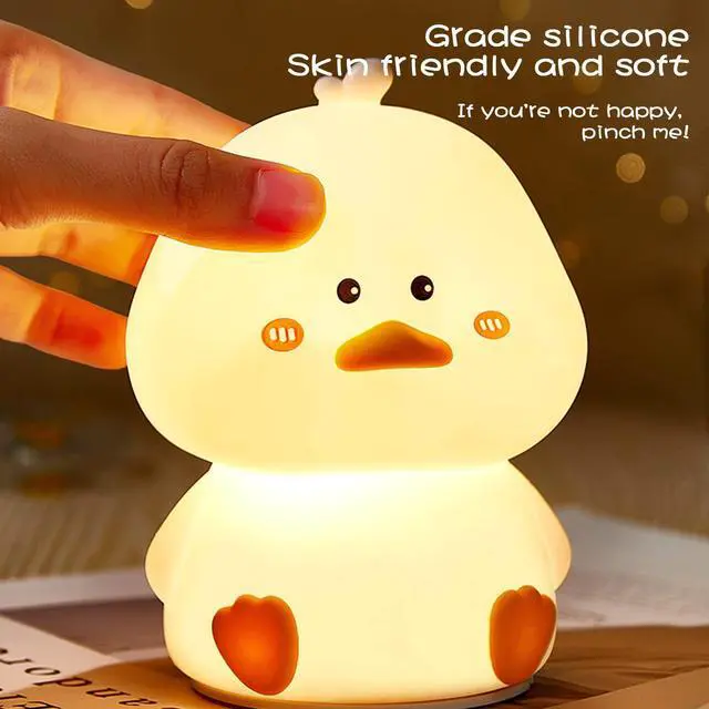 Alt view image 4 of 7 - 1PCS Duck Night Light, Cute Duck Animal Silicone Nursery Nightlight,Rechargeable Table Lamp Bedside Lamp for Kids Toddler Baby Girls
