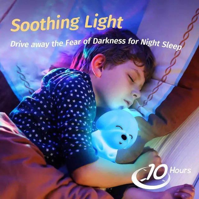 Alt view image 5 of 7 - 1PCS Night Light for Kids, 16 Colors Dog Night Lights for Kids Room,Auto Timer Silicone Baby Night Light Lamp,Rechargeable Kids Night Light for Bedroom