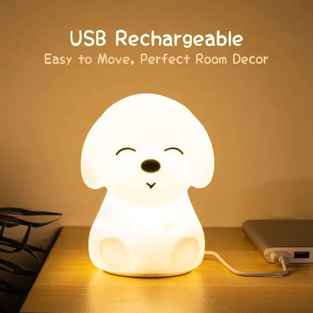Alt view image 7 of 7 - 1PCS Night Light for Kids, 16 Colors Dog Night Lights for Kids Room,Auto Timer Silicone Baby Night Light Lamp,Rechargeable Kids Night Light for Bedroom