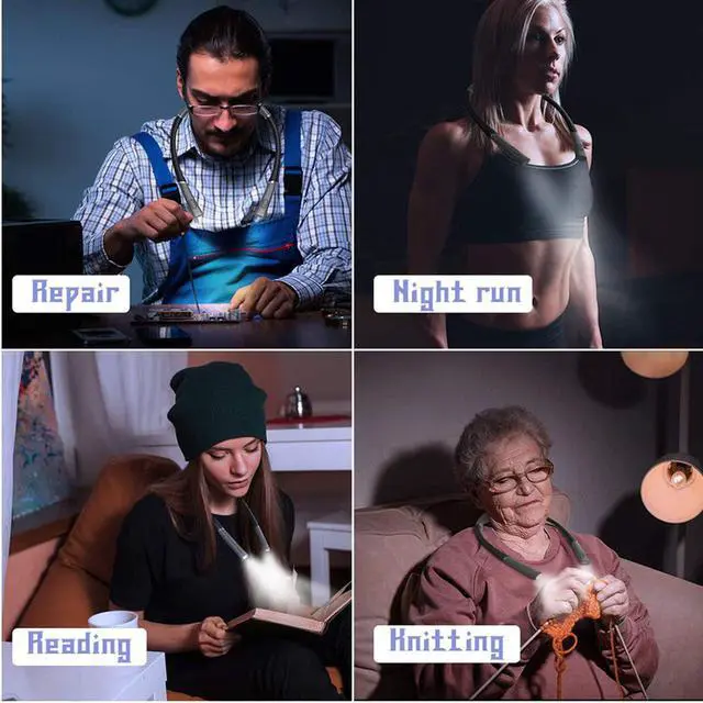 Alt view image 5 of 7 - 1PCS Night Reading LED Reading Light USB Rechargeable Three-Color Temperature Three-Position Reading Hanging Neck Reading Light,Black