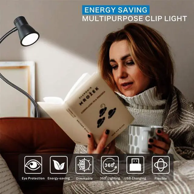 Alt view image 7 of 7 - 1PCS LED Desk Lamp,Adjustable Swing Arm Reading Lights with Clamp,Dimmable Desk Light Eye-Care Table Light, 3 Color Modes,10-Level Brightness Table Lamp