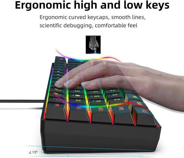 Alt view image 5 of 7 - Wired Gaming Keyboard, RGB Backlit Ultra-Compact Mini Keyboard, Waterproof Small Compact 61 Keys Keyboard for PC/Mac Gamer, Pink