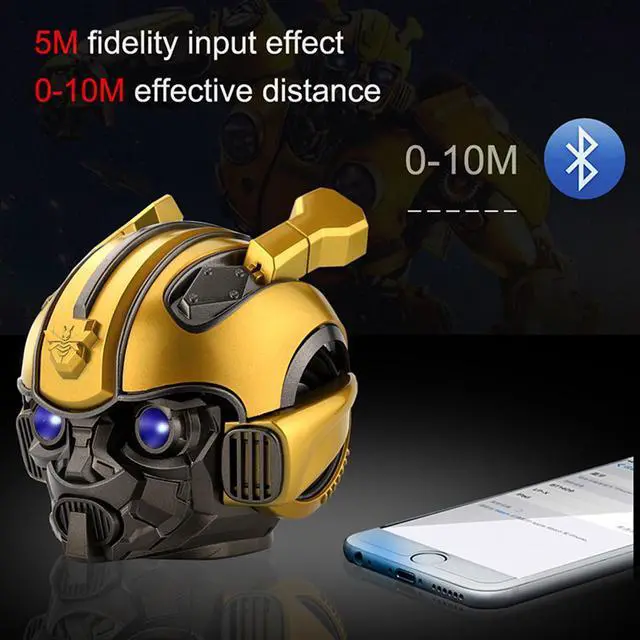 Alt view image 3 of 7 - Best Boy Gift Bumblebee Iron Man Helmet Mini Wireless Bluetooth Speaker 4D Stereo Subwoofer Super Bass Sound Box FM Radio Music Center USB TF For Kids