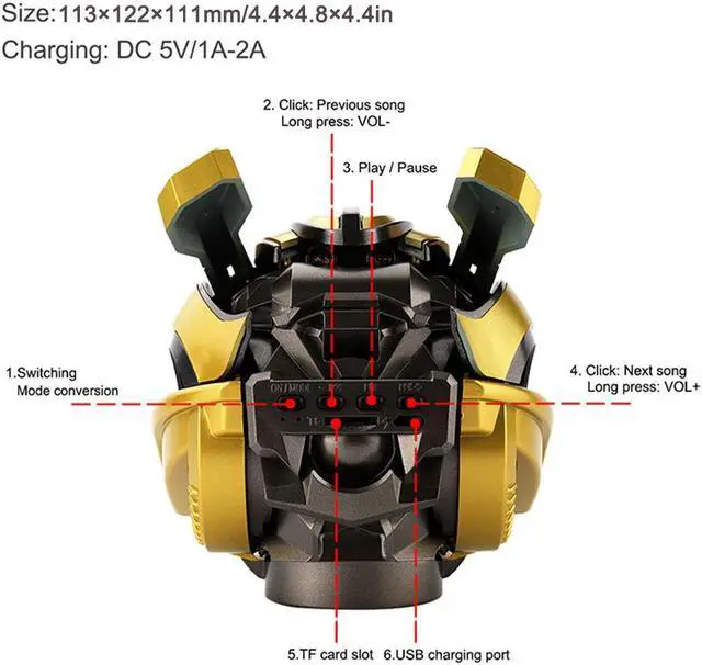 Alt view image 5 of 7 - Best Boy Gift Bumblebee Iron Man Helmet Mini Wireless Bluetooth Speaker 4D Stereo Subwoofer Super Bass Sound Box FM Radio Music Center USB TF For Kids