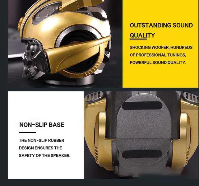 Alt view image 7 of 7 - Best Boy Gift Bumblebee Iron Man Helmet Mini Wireless Bluetooth Speaker 4D Stereo Subwoofer Super Bass Sound Box FM Radio Music Center USB TF For Kids
