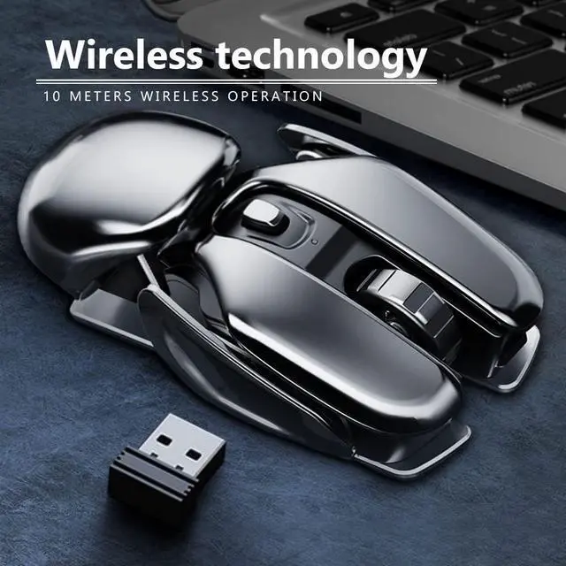 Alt view image 4 of 7 - Wireless Ergonomics Metal Mouse with 2.4GHz Nano USB Receiver, Rechargeable, Comfortable Grip,Optical,Portable Mouse for Laptop,PC,Computer and All USB Devices