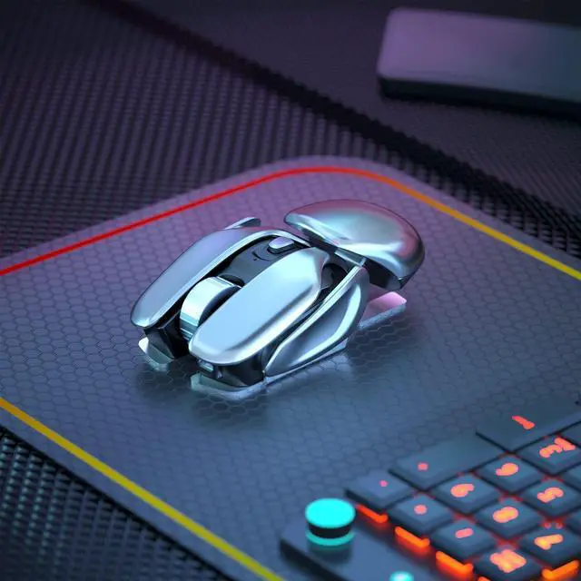 Alt view image 5 of 7 - Wireless Ergonomics Metal Mouse with 2.4GHz Nano USB Receiver, Rechargeable, Comfortable Grip,Optical,Portable Mouse for Laptop,PC,Computer and All USB Devices