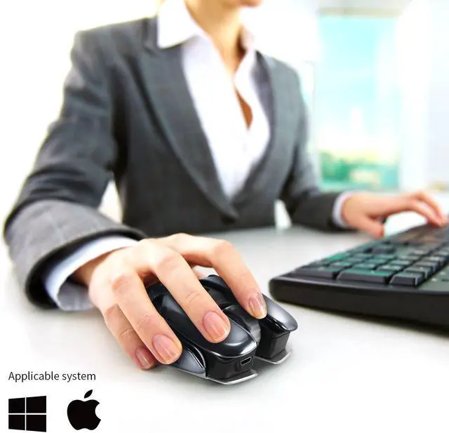 Alt view image 6 of 7 - Wireless Ergonomics Metal Mouse with 2.4GHz Nano USB Receiver, Rechargeable, Comfortable Grip,Optical,Portable Mouse for Laptop,PC,Computer and All USB Devices