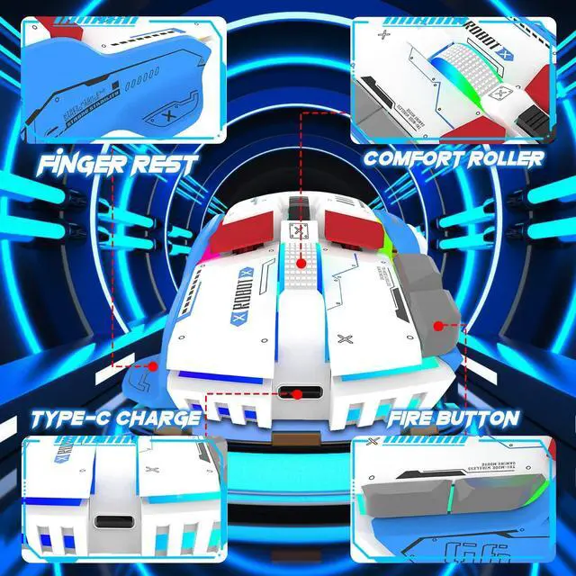 Alt view image 6 of 7 - G6 Gaming Mouse, Wired/Wireless/Bluetooth Tri Modes, 5 Adjustable DPI and 11 RGB Backlit, Rechargeable Silent Computer Gaming Mice for Windows/Android/MAC/iOS White