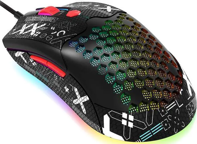 Main image of Lightweight Wired Gaming Mouse with 12000 DPI 6 Programmed Buttons,65G Honeycomb Shell,26 RGB Breathing Backlit Mice,Pixart 3325 Optical Sensor Gamer Mice Red