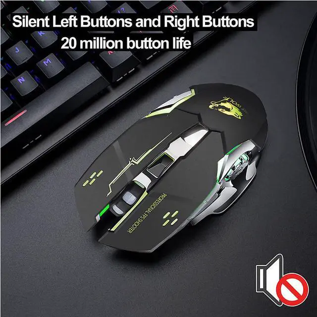 Alt view image 4 of 7 - Rechargeable Wireless Gaming Mouse, 2.4G LED Optical Silent Wireless Computer Mouse with 7 Color Light, 3 Adjustable DPI, Ergonomic Design