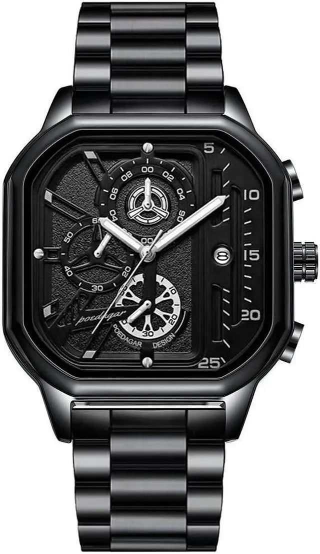 Main image of Men's Fashion Stainless Steel Watches Date Waterproof Chronograph Wristwatches,Stainsteel Steel Band Waterproof Watch