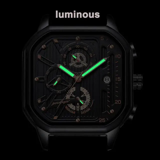 Alt view image 4 of 7 - Men's Fashion Stainless Steel Watches Date Waterproof Chronograph Wristwatches,Stainsteel Steel Band Waterproof Watch Black And Gold