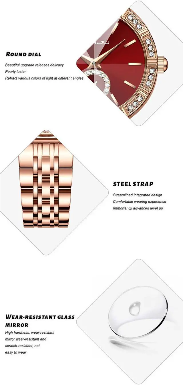 Alt view image 4 of 7 - Women Watch Fashion Gold Diamond Analog Quartz Female Watch for Women Luxury Dress Ladies Stainless Steel Waterproof Wrist Watches