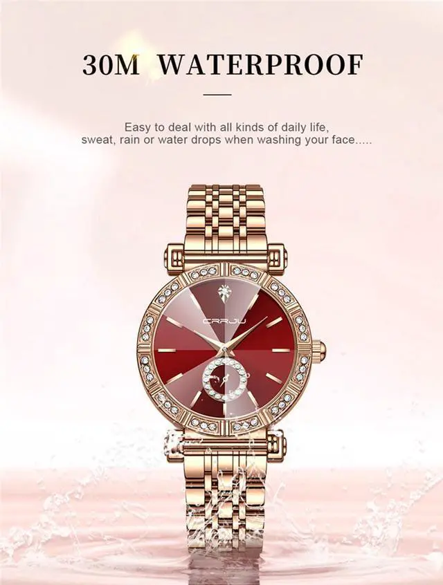 Alt view image 5 of 7 - Women Watch Fashion Gold Diamond Analog Quartz Female Watch for Women Luxury Dress Ladies Stainless Steel Waterproof Wrist Watches